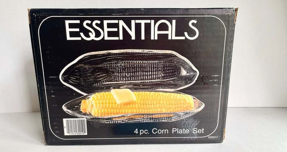 Essentials 4 pc. Corn Plate Set Glass Vintage